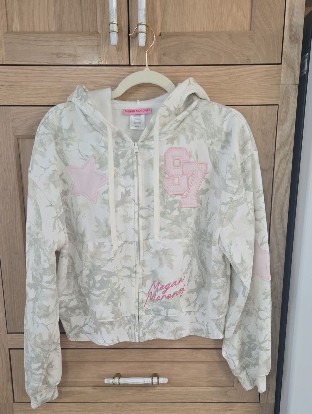 Megan Moroney Camo Cream & Light Pink Hooded Zip Sweatshirt